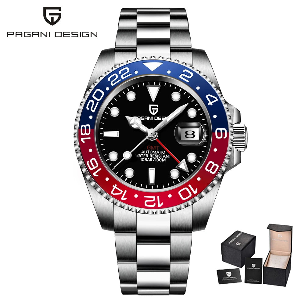 PAGANI DESIGN V3 New 40MM GMT WATCH Luxury Men Watch Ceramic bezel 100M Waterproof Luminous Sapphire Glass Men Mechanical Watch