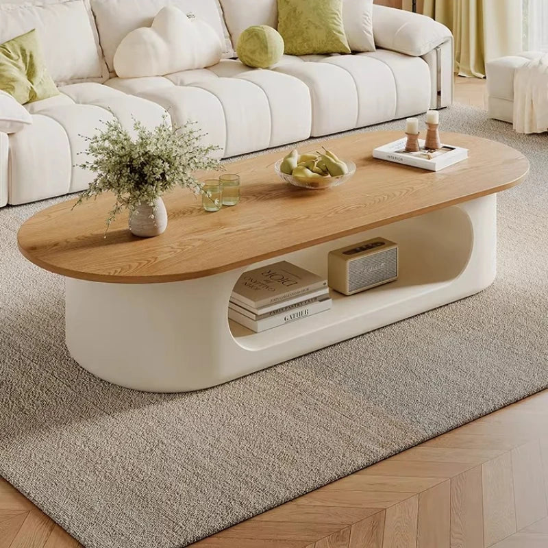 Minimalist Ellipse Coffee Table For Compact Living Rooms With Subtle Modern Aesthetic — Walnut | KIMLUD