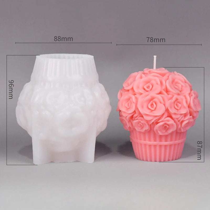 KIMLUD, Rose Pillar Candle Mold 3D Rose Flower Silicone Mold Handmade Bouquet of Flowers,Wedding Gift,Home Desktop Decor Mold, KIMLUD Womens Clothes