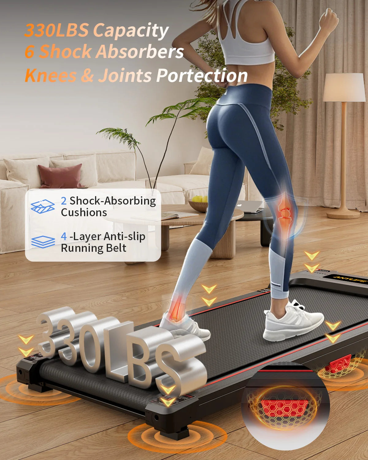 Under Desk Treadmill Incline Walking Pad — Black | KIMLUD