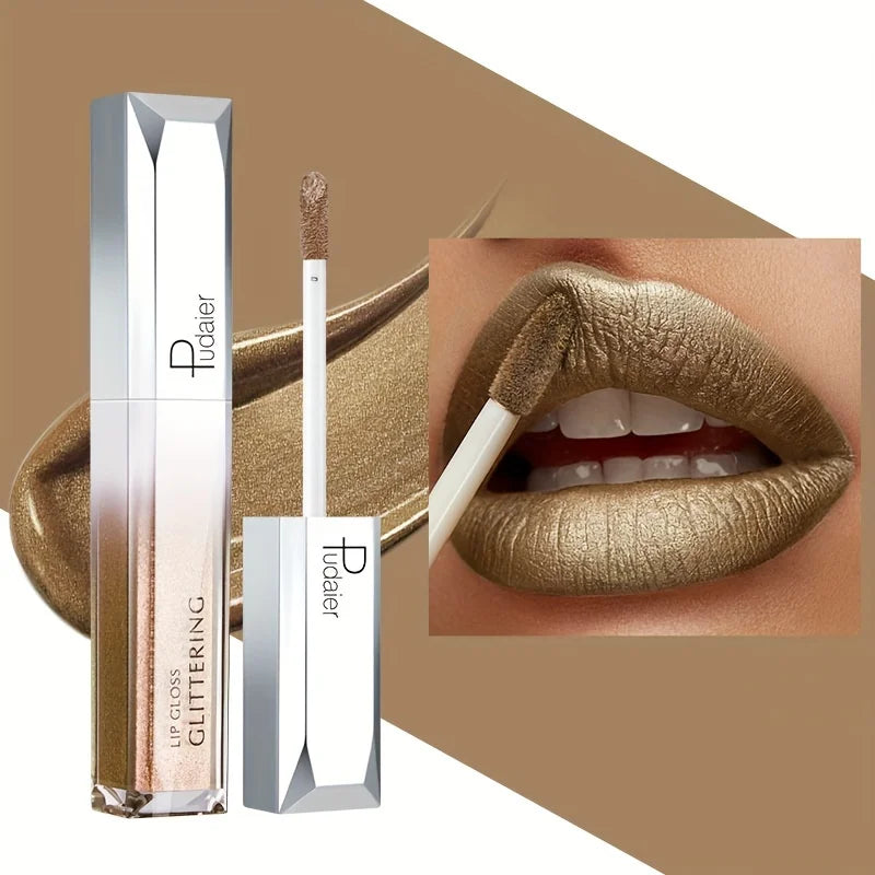 Metallic Lip Gloss Set Waterproof Long-Lasting — Mauve Rose | KIMLUD