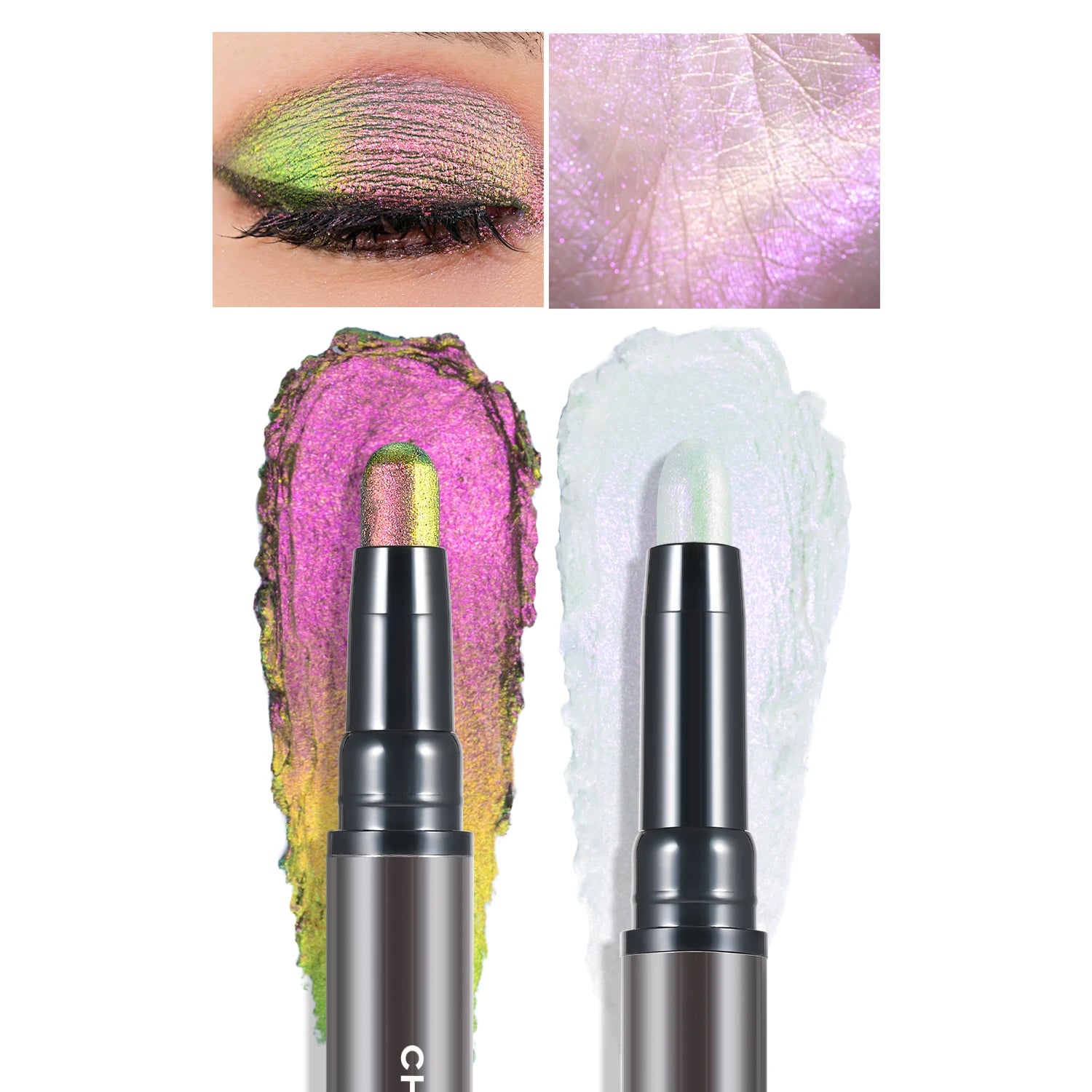 KIMLUD, CHARMACY 2 In 1 Multichrome Eyeshadow Sticks High Pigmented Glitter Eyeshadow Waterproof Eye Shadow Pen Metallic Makeup 6 Color, 902 / CHINA, KIMLUD APPAREL - Womens Clothes