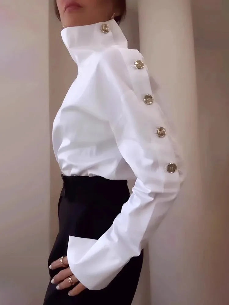 KIMLUD, New Fashion Shirt For Women Women 2025 Casual Long-sleeve Button Women's Blouse Spring Chic White Tops Office Shirts Female, KIMLUD Womens Clothes