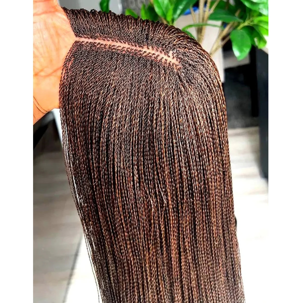 Lace Front Wig – 5x5 HD Closure Glueless – Kanekalon Micro Twist – Chestnut Brown | KIMLUD