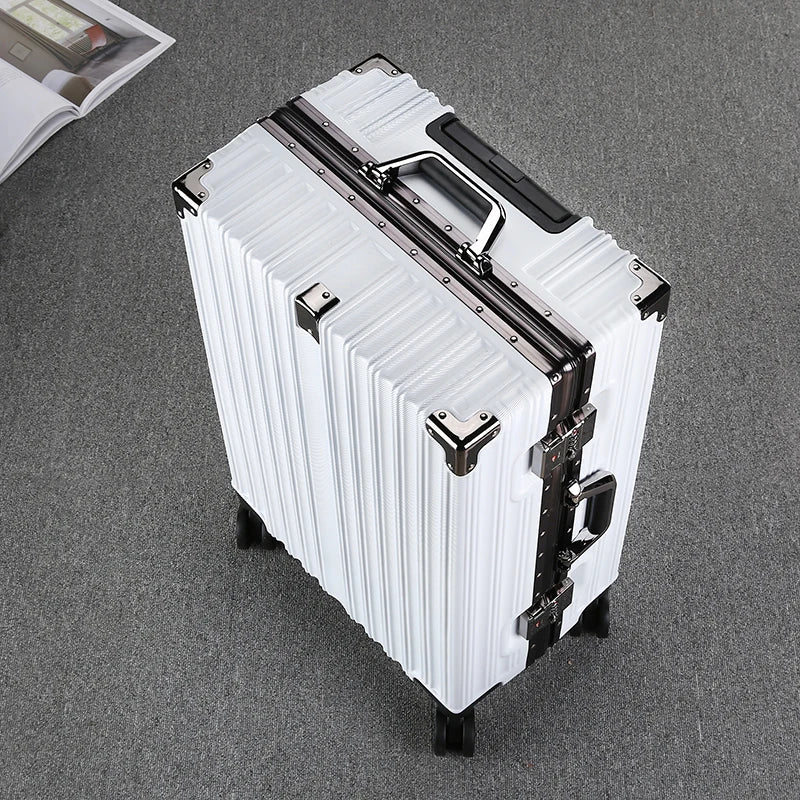 Aluminum Frame Suitcase 20 inch Boarding Cabin Rolling Luggage Trolley Case Password Suitcases on Wheels Men and Women Students