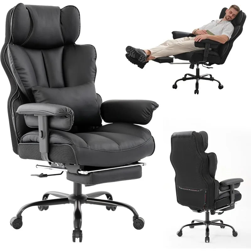 Big and Tall Office Chair 400lbs Wide Seat,High Back Gaming Chair with Foot Rest, Ergonomic Reclining Executive Office Chairs