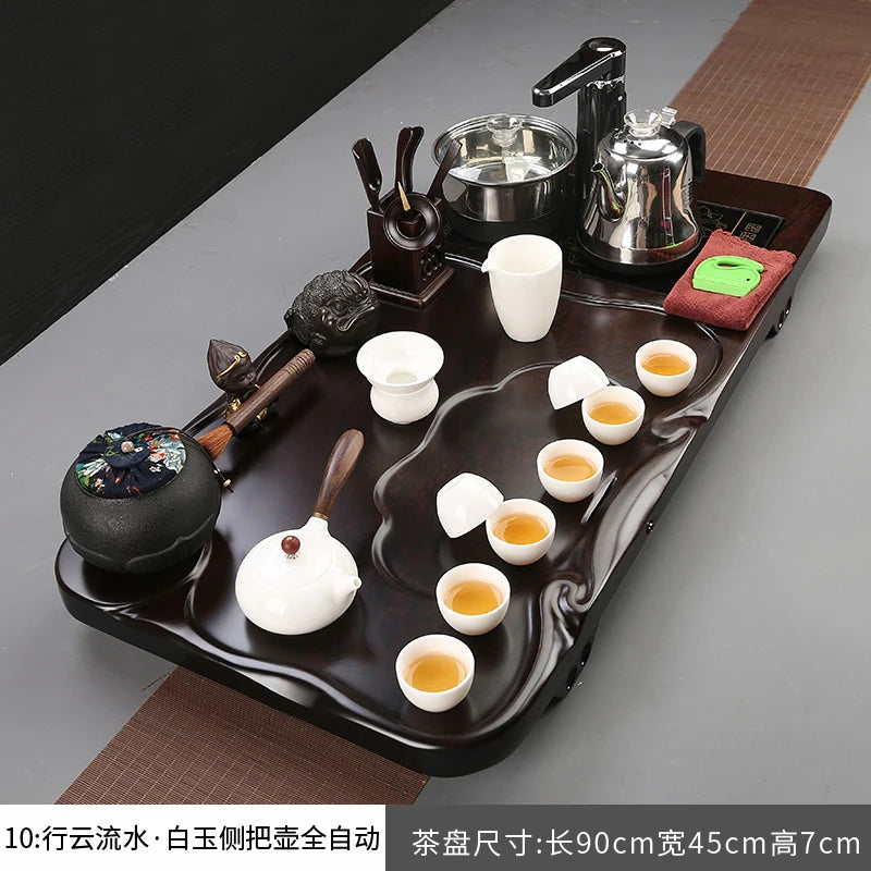 Porcelain Tea Set With Infuser And Hand Glazed Accents And Tray — White | KIMLUD