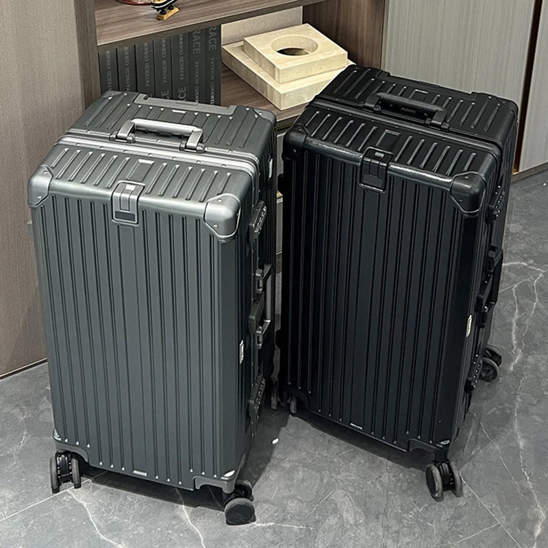 Aluminum Frame Suitcase 36 Inch Large Capacity — Silver | KIMLUD