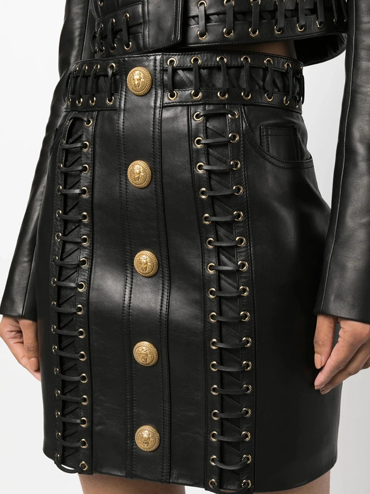 Skirt – Button Decoration – Cotton Polyester – Mini Silhouette | KIMLUD