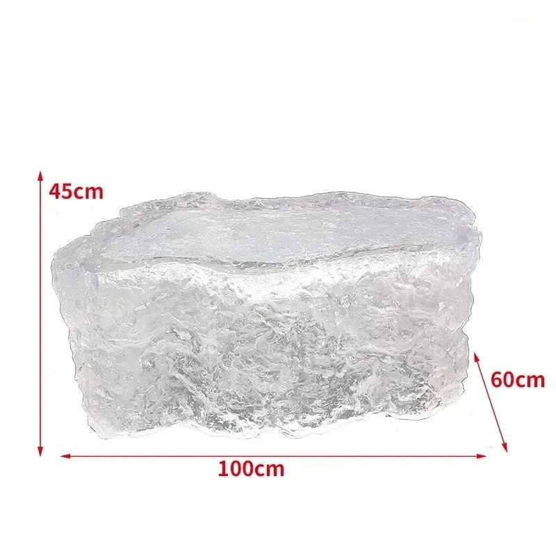 KIMLUD, Transparent Island Villa Bar Home Art High-end Resin Glacier Coffee Table, KIMLUD Womens Clothes