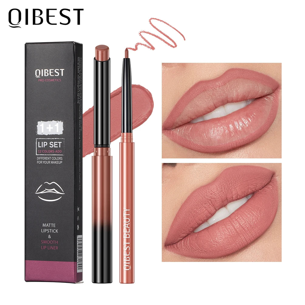 Matte Nude Lipstick Pen Set Lip Liner — Nude Pink | KIMLUD