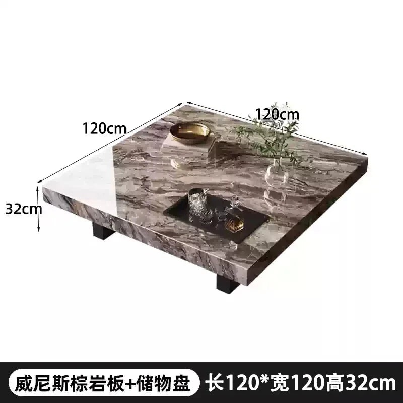 Rock Slab Coffee Table Rectangular Countertop — White | KIMLUD