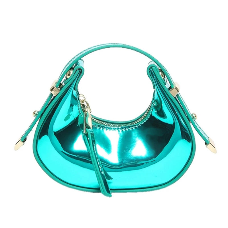 Lacquered PU Mini Bag With Sculpted Silhouette — Candy Pink | KIMLUD