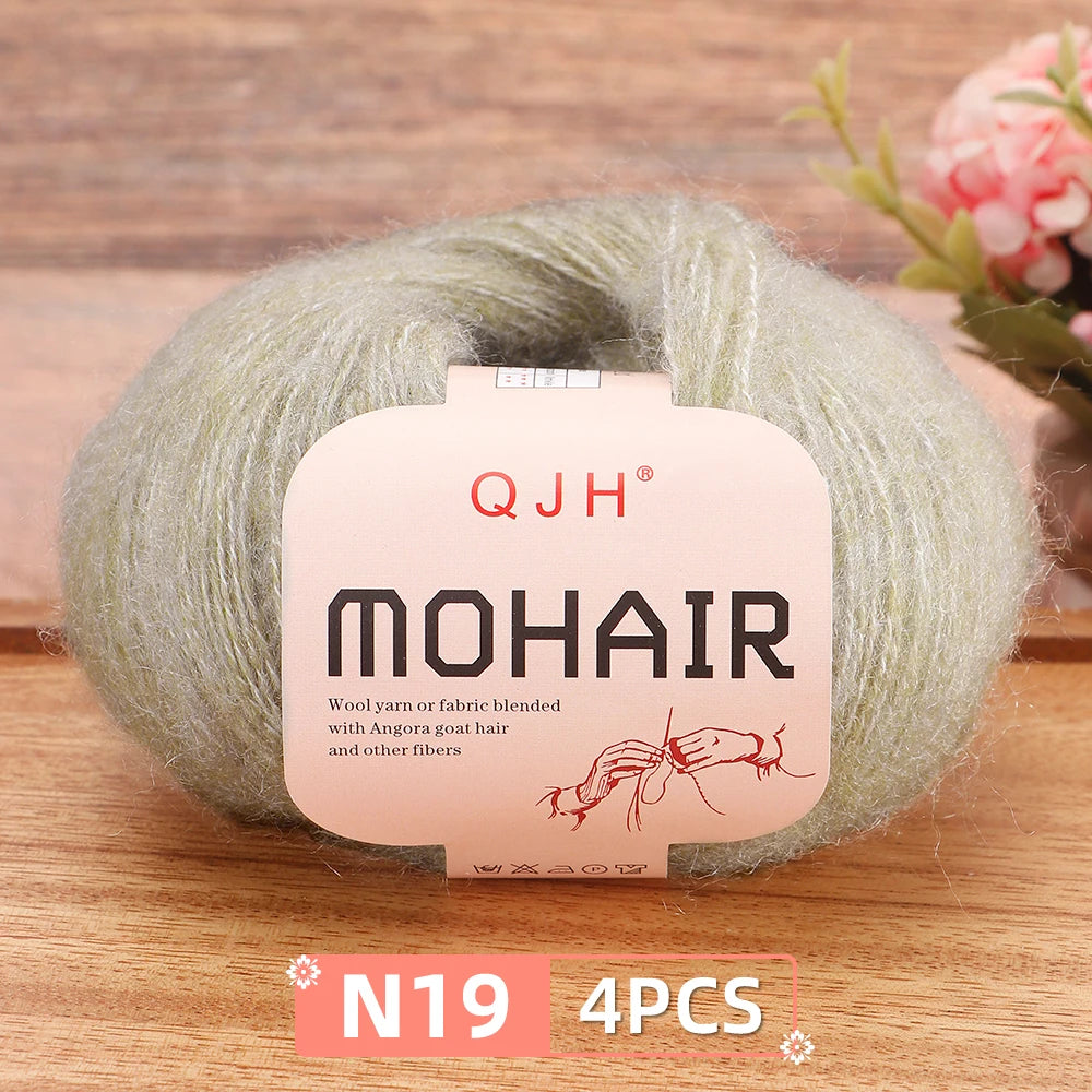 Mohair Yarn Set 4-Skein Bundle, 130m Each — Multicolor | KIMLUD