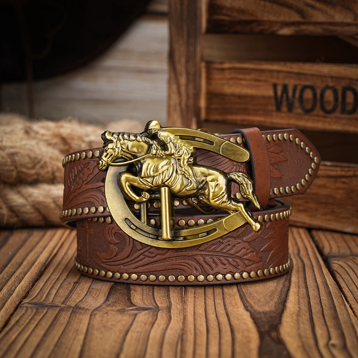 PU Leather Western Floral Belts — Jet Black | KIMLUD