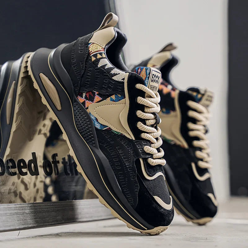 New Summer Men's Thick Bottom Heightening Dad Shoes Anti-slip Wear-resistant Sports Board Shoes Fashionable Casual Trendy Shoes