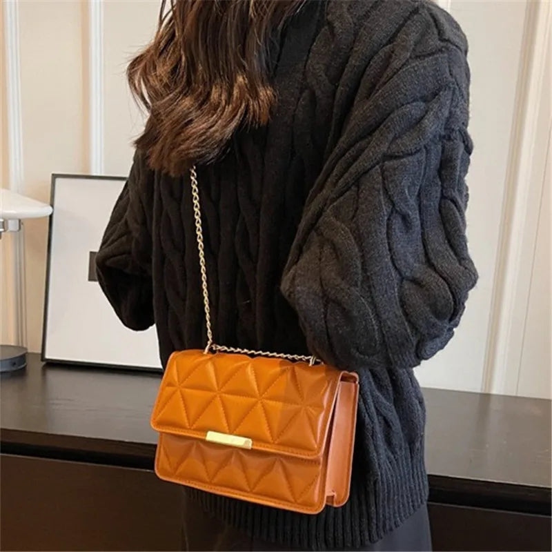 Trendy Quilted Chain Crossbody Shoulder Bag, Stylish Multi Color Small Square Purse, Chic & Perfect for Women's Everyday Use