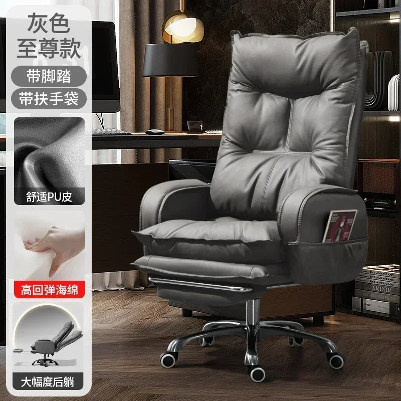 Cortex Leather-Blend Office Chair Executive Desk Chair With Ergonomic High Back — Cognac Brown | KIMLUD