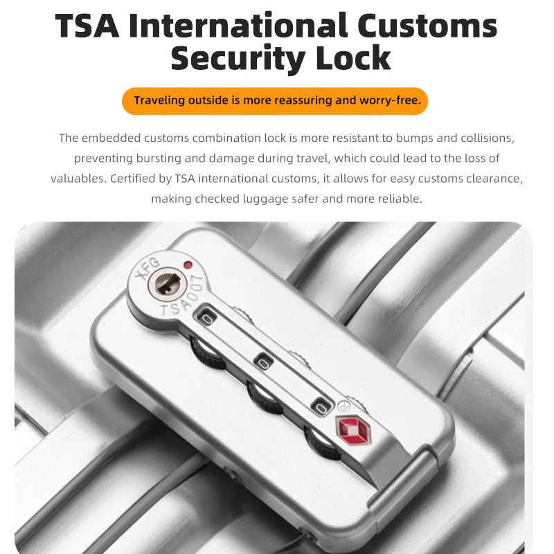 100% Aluminum-magnesium alloy Travel Suitcase Rolling Luggage 20/24/26 /28 inch Trolley Luggage Carry-On Cabin Suitcase