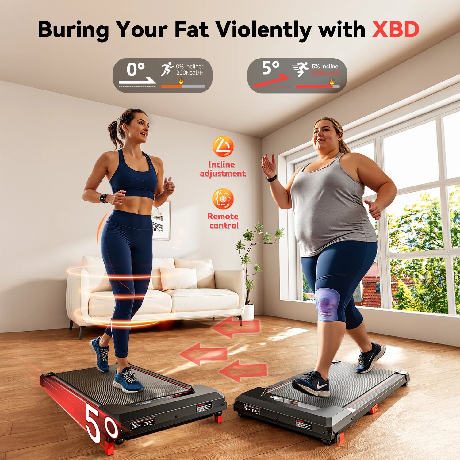 Portable Incline Walking Pad Under-Desk Treadmill LED Display — Black | KIMLUD
