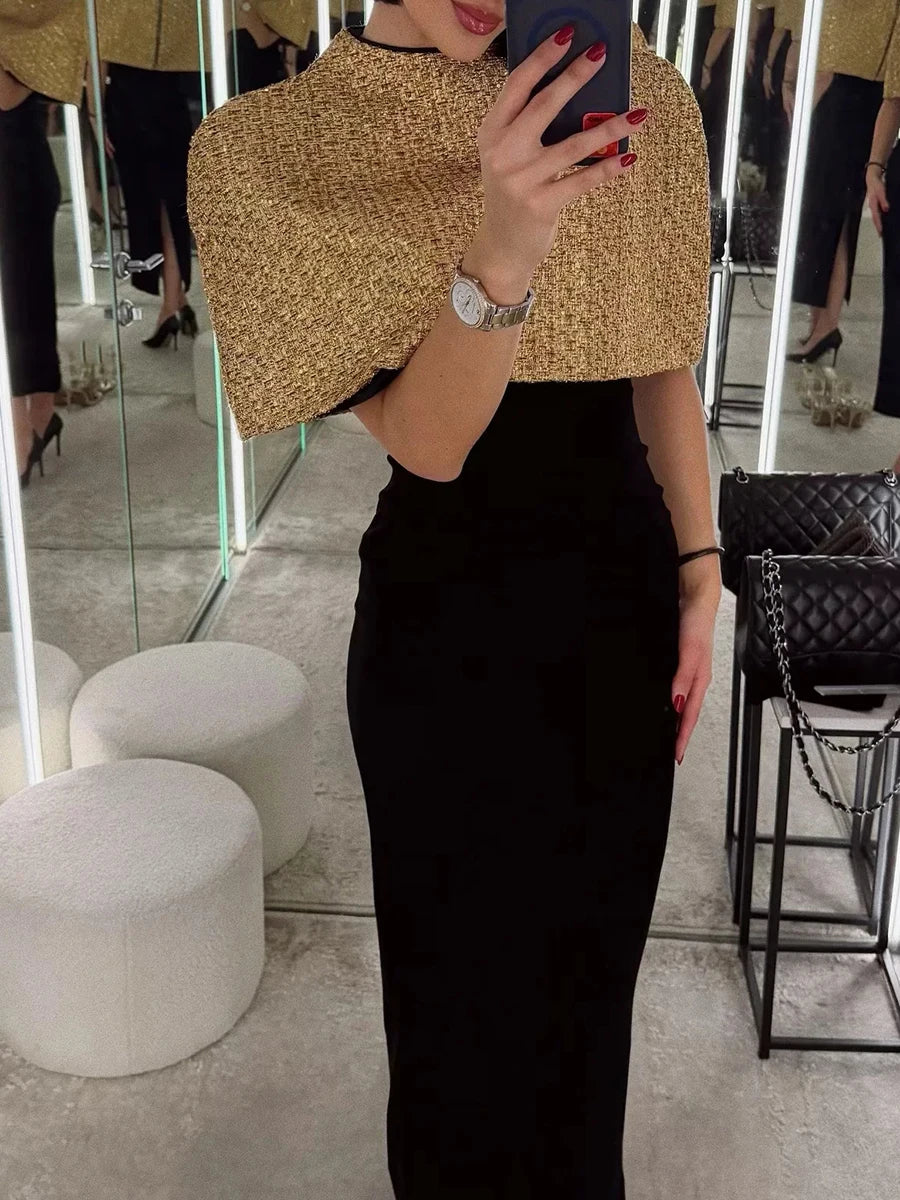 Luxurious Elegant Gilded Solid Wrap Top — Gold | KIMLUD