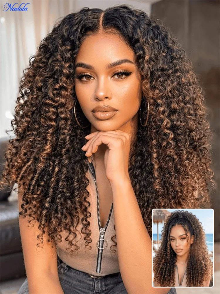Lace Front Wig – Glueless – Remy Human Hair – Chestnut Brown Ombre | KIMLUD