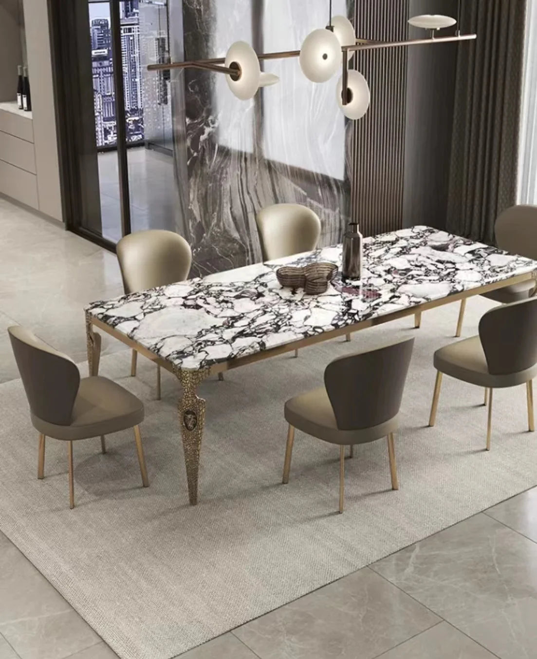 Stainless Steel Ceramic Dining Table Set — White | KIMLUD