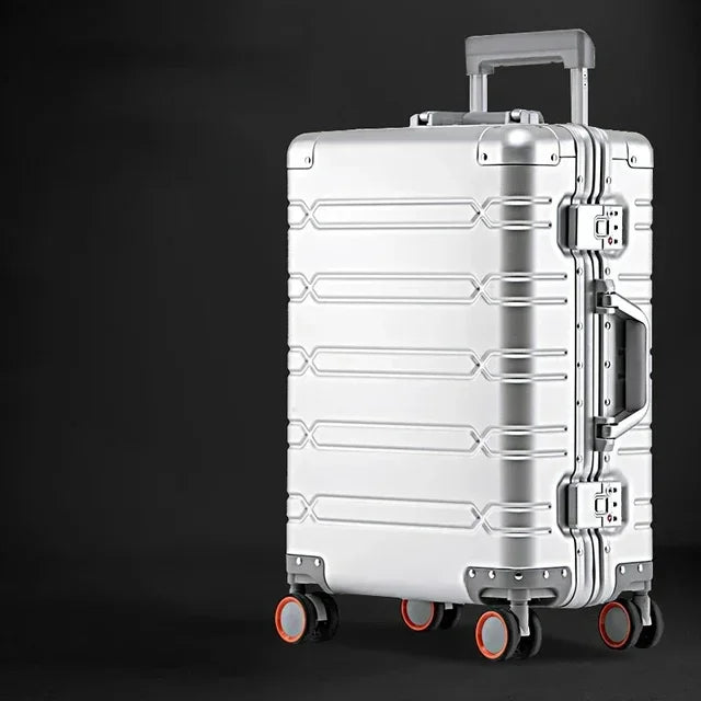All Aluminum-magnesium Alloy Travel Suitcase Men's Business Rolling Luggage on Wheels Trolley Luggage Carry-Ons Cabin Suitcase