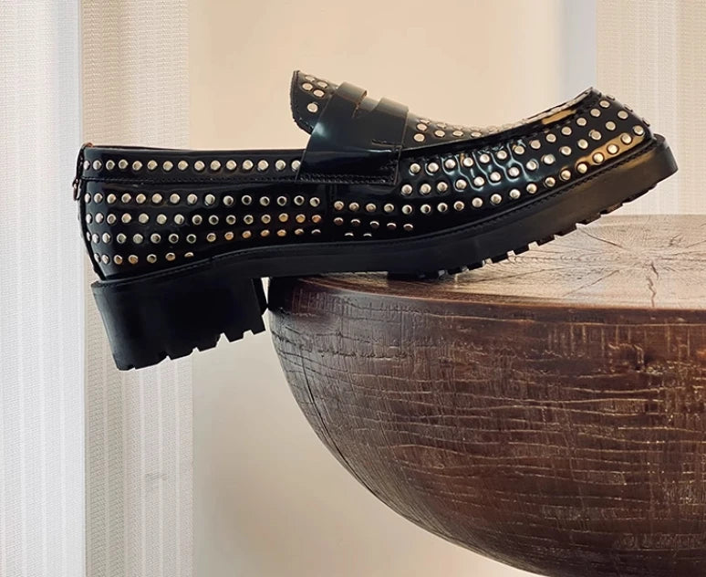 Genuine Leather Solid Loafer Shoes — Black | KIMLUD