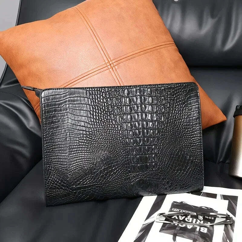KIMLUD, Brand Designer Business Bag iPad Handbags PU Leather Envelope Bag Male Wallet Luxury Crocodile Pattern Men/Women Clutch Bags, KIMLUD Womens Clothes