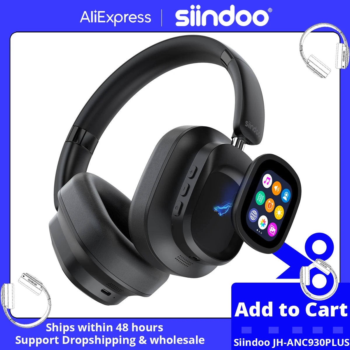 KIMLUD, Siindoo NEWEST ANC930Plus Hybrid ANC Wireless Headphone, With Multi Magnetic Touch Control LED Screen AND APP Download 1GB MP3, KIMLUD Womens Clothes
