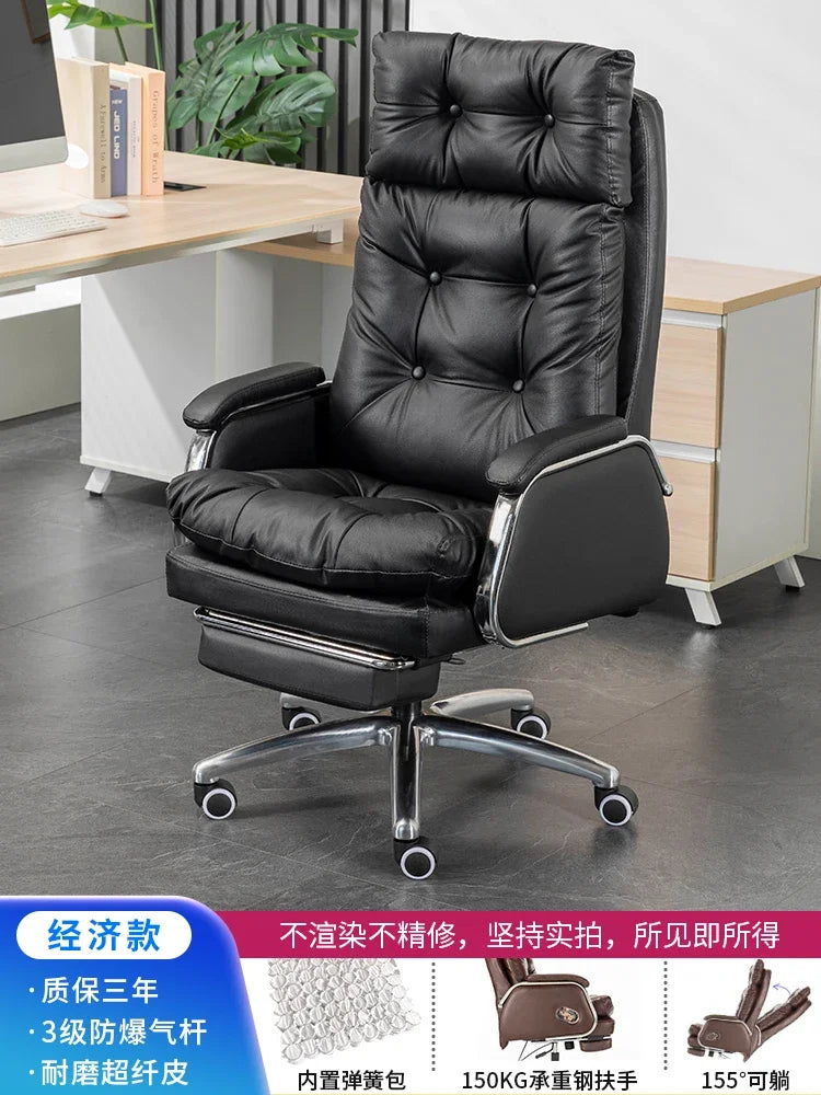 Leather Executive Chair — Tufted High-Back Recliner — Dark Brown | KIMLUD