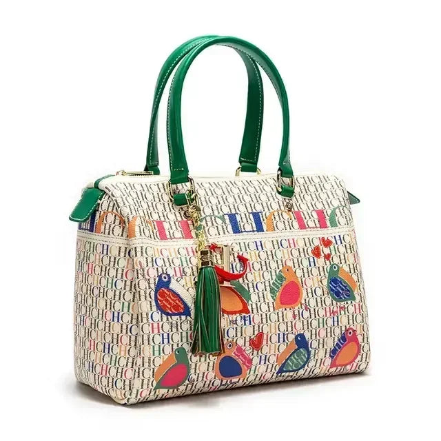 PVC Crossbody Bag Colorful Printed Monogram — Bronze | KIMLUD