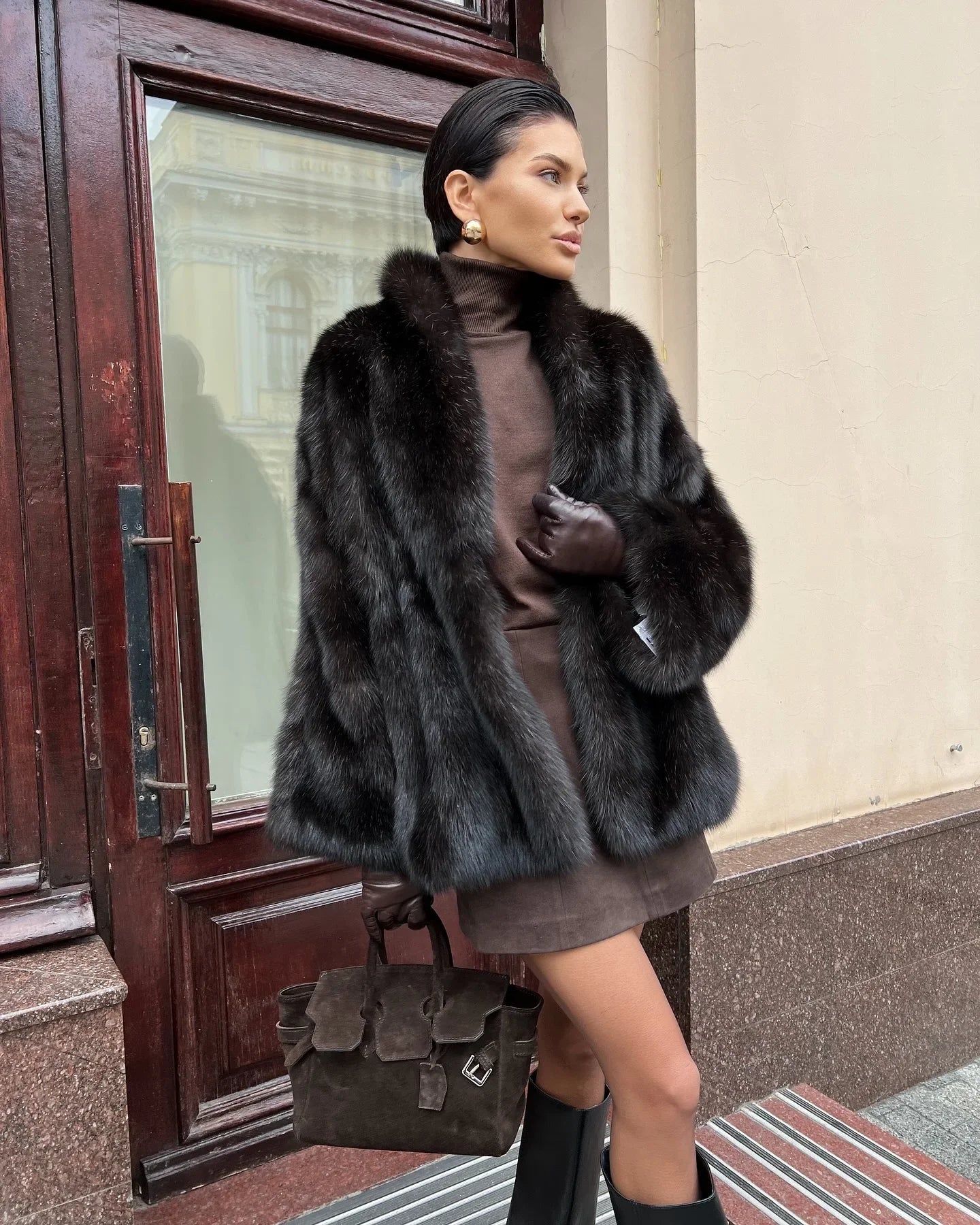 Women Thick Faux Fur Coat Lapel Hidden Button Loose  elegant lady Outerwear 2025 Fashion Female Street Commute Overcoat New