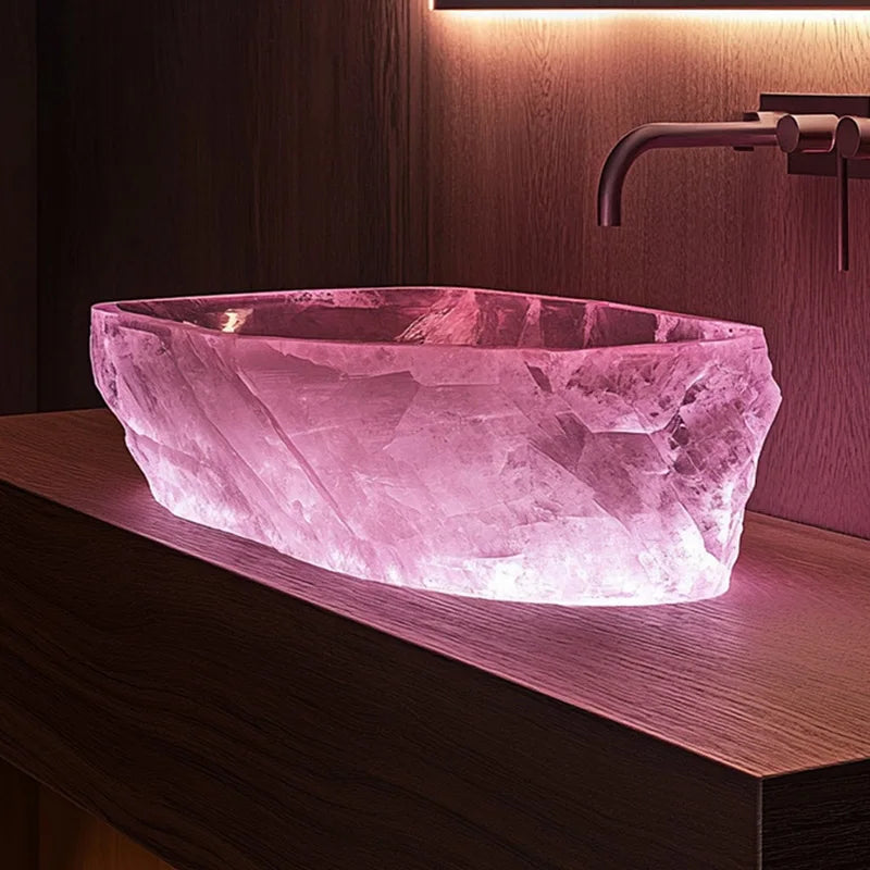 Resin dream crystal stone wash basin custom sales office model room bathroom single basin art table basin