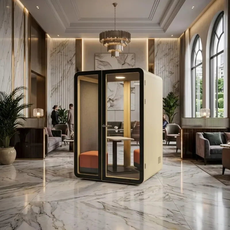 Soundproof Booth – Dual-Purpose Work And Rest – Tempered Glass | KIMLUD