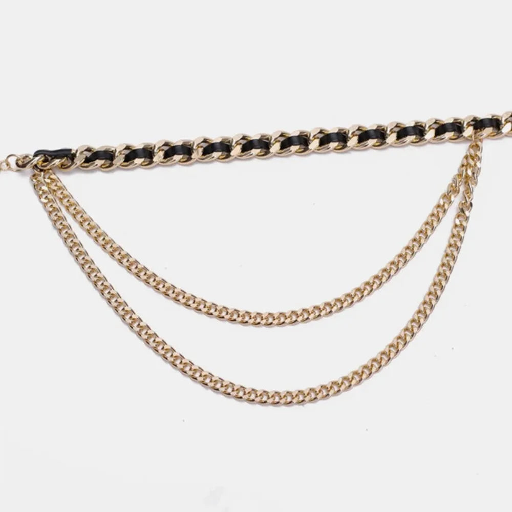 Metal Waist Chain Belt With Adjustable Chain Strap — Gold | KIMLUD