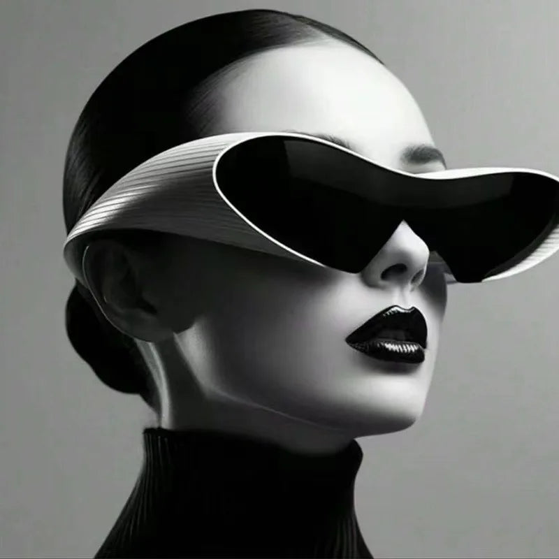 Futuristic Sunglasses Large Frame — Black | KIMLUD