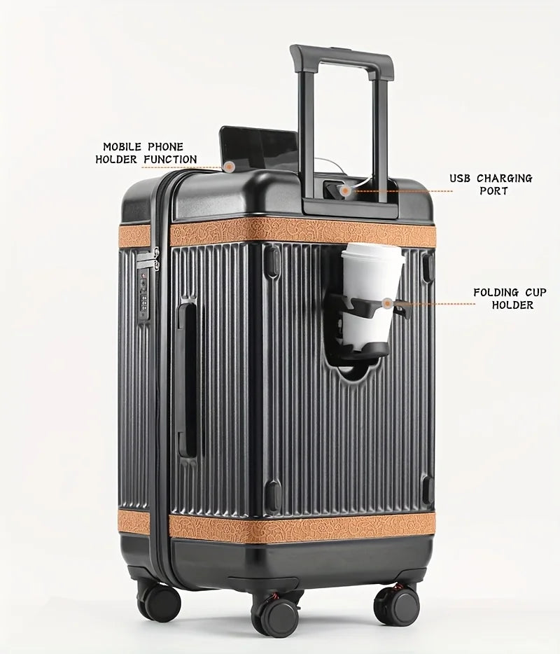 Hardshell ABS+PC Suitcase Large-Capacity With USB Port — White | KIMLUD