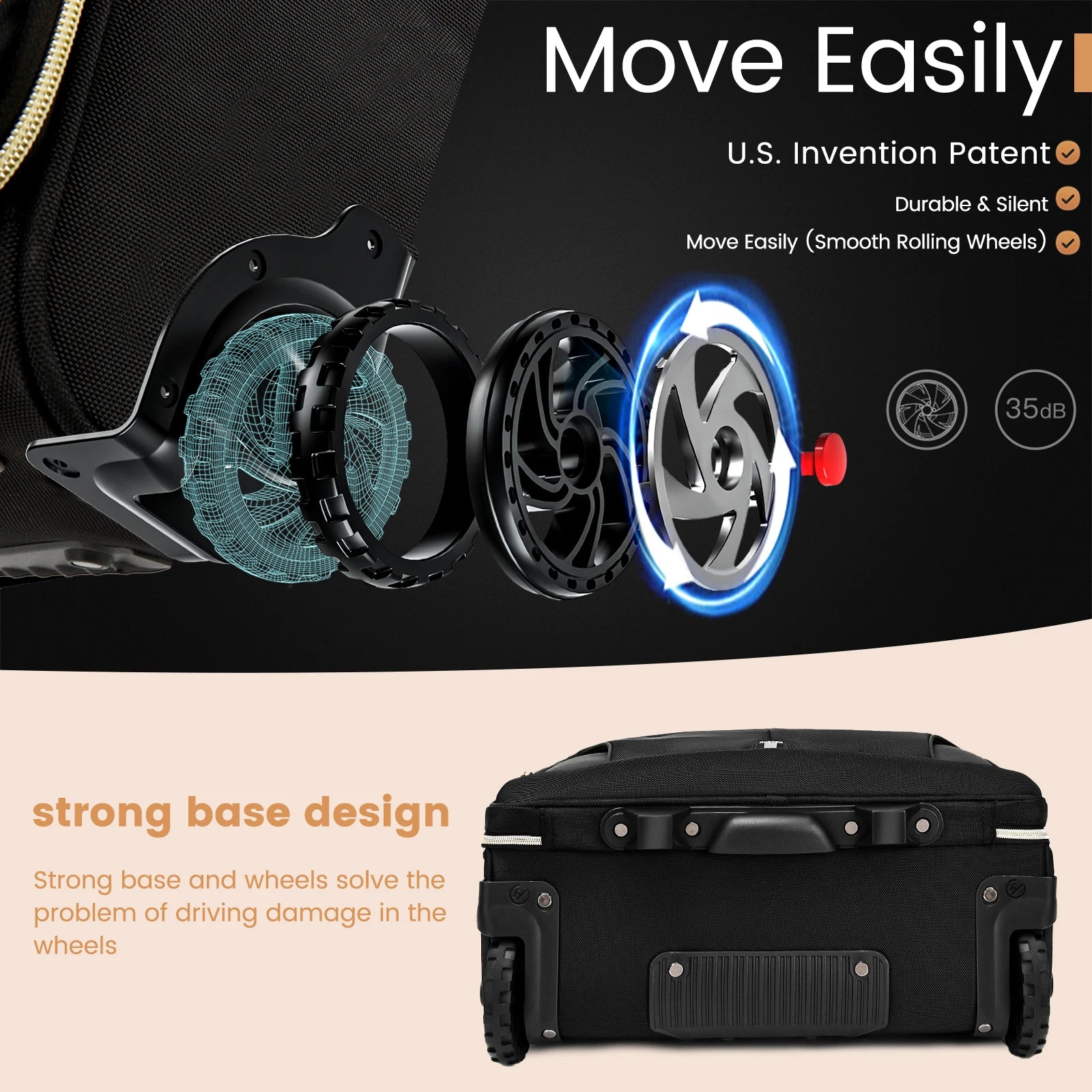 18 Inch Rolling Briefcase Large Capacity Laptop Case Briefcase Wheeled Luggage Bag Suitable For Business Travel Work Waterproof