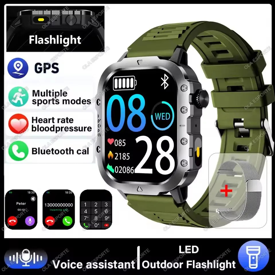 Xiaomi Military Smart Watch Men Waterproof Outdoor Sports Tracker LED Flashlight Bluetooth Call Men Smartwatch For Android iOS