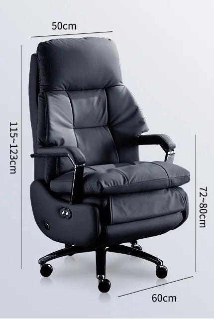Genuine Leather Executive Chair Nordic With Ventilated Massage Function — Beige | KIMLUD