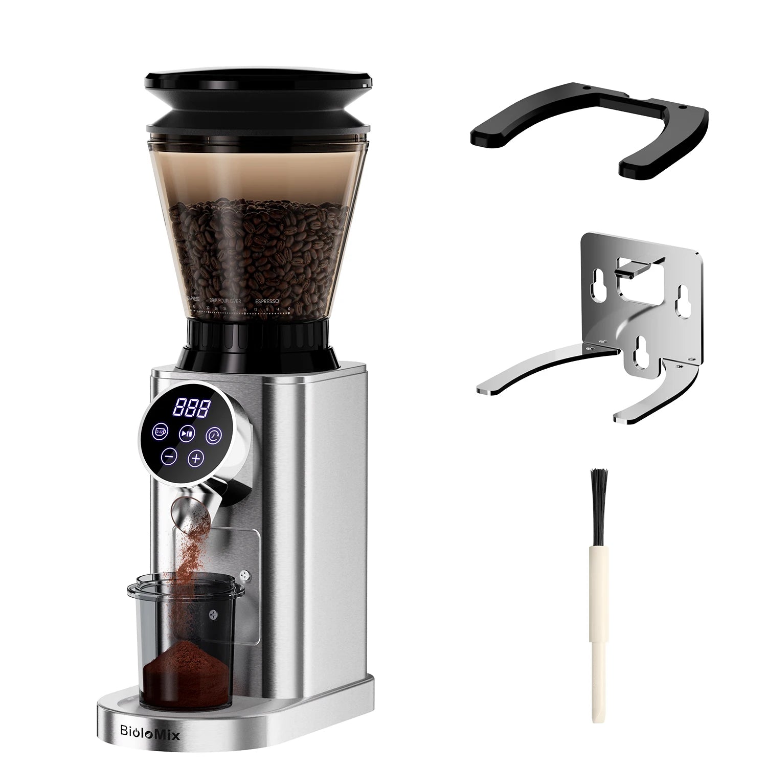 Conical Burr Grinder – 48 Adjustable Settings – Stainless Steel | KIMLUD