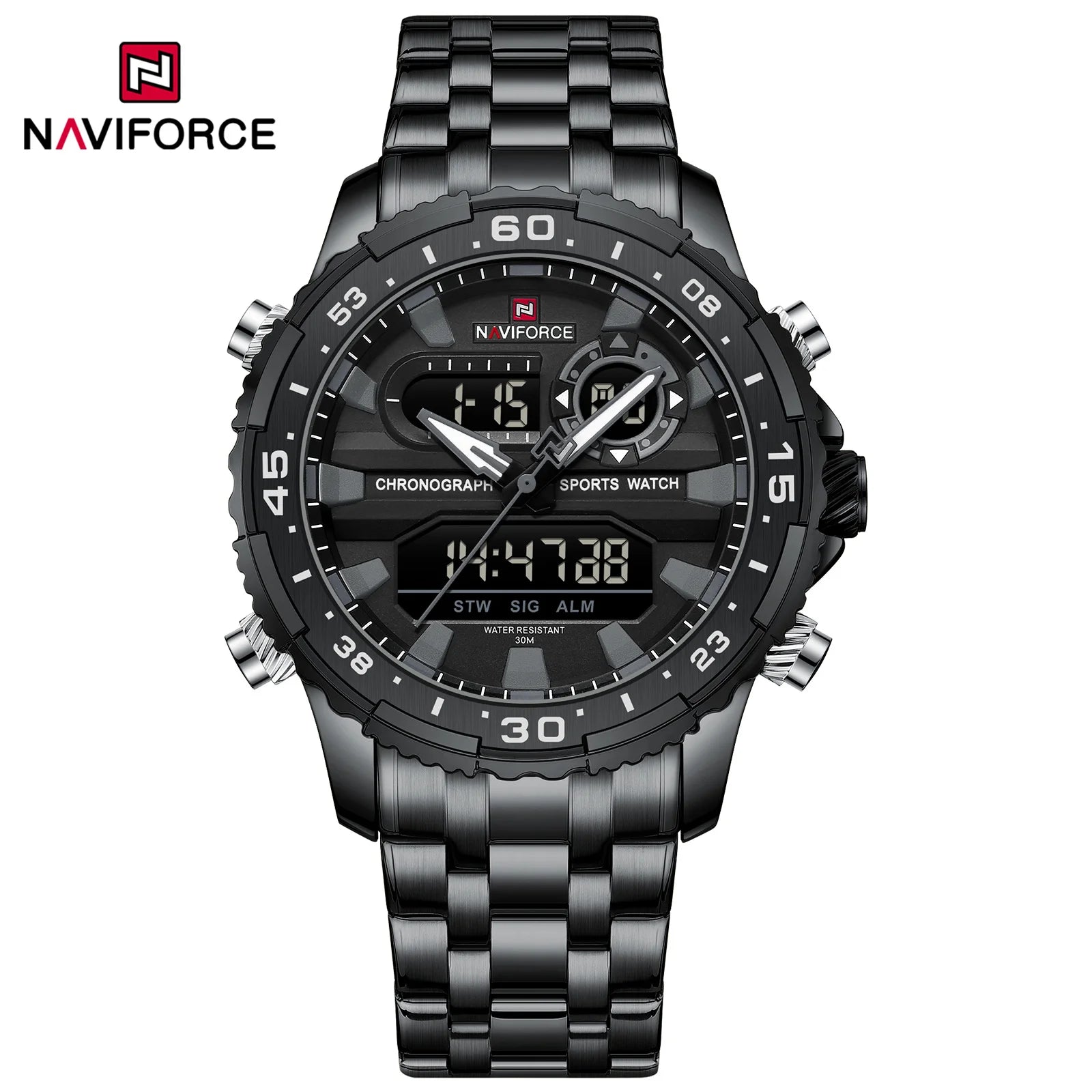 NAVIFORCE Fashion Brand Black Gold Men Watch Fashion Luxury Quartz Wrist Watches Sport Waterproof  Stainless Steel Strap NF9234