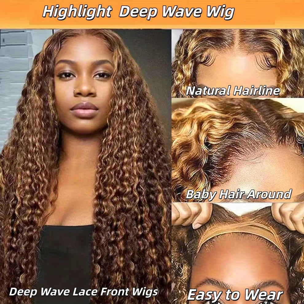 Lace Front Wig – Deep Wave – Remy Brazilian Hair – Transparent | KIMLUD