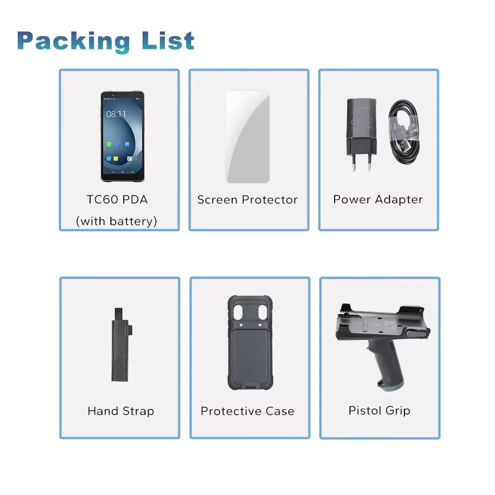 TC60 6.0-inch PDA Rugged Android Smart Terminal 2DBarcode Scanner with WIFI Bluetooth High Quality Mobile Industrial RFID