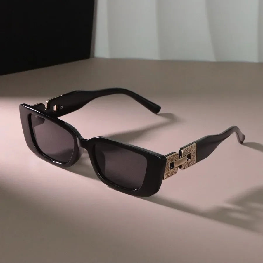 Plastic Square Designer Sunglasses — Black | KIMLUD