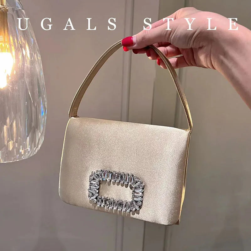 Crystal-Embellished Satin Evening Bag Tassel — Crystal | KIMLUD