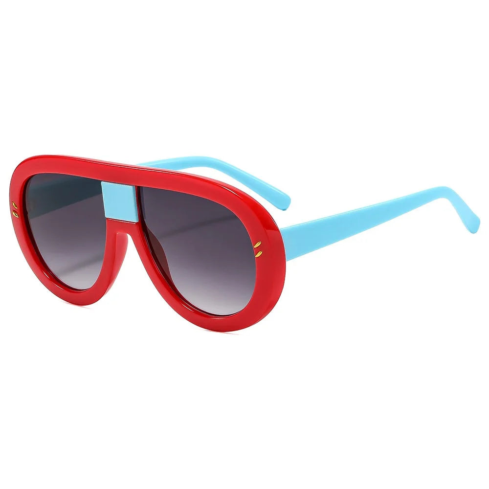 Rivet Leopard Print Oversized Sunglasses — Red | KIMLUD