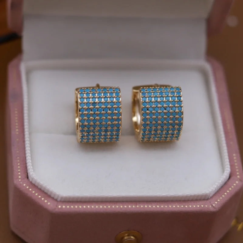 14K Plated Hoop Earrings Water-Drop Large — Blue | KIMLUD